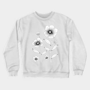 Black and white Cosmos Flower n°2 Crewneck Sweatshirt